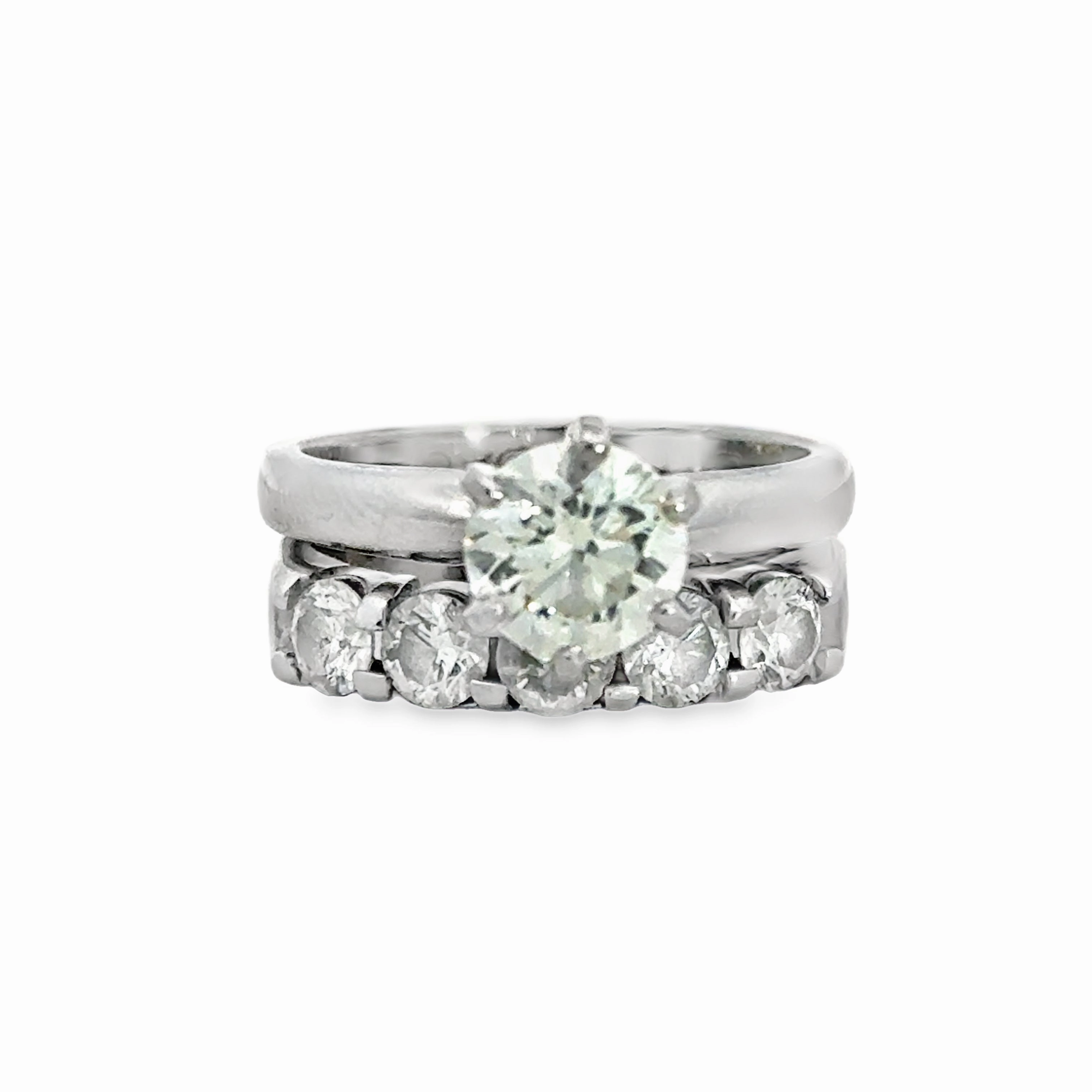 Gift For Him Daily Layer Kirkland Jewelry Estate | 14K White Gold Diamond Engagement Ring Set