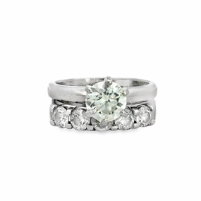 Gift For Him Daily Layer Kirkland Jewelry Estate | 14K White Gold Diamond Engagement Ring Set