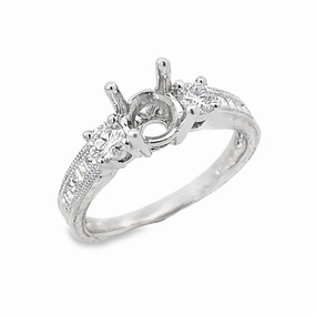 Kirkland Jewelry Estate | 18K White Gold Diamond Semi-Mounting Unique Edge Shine On