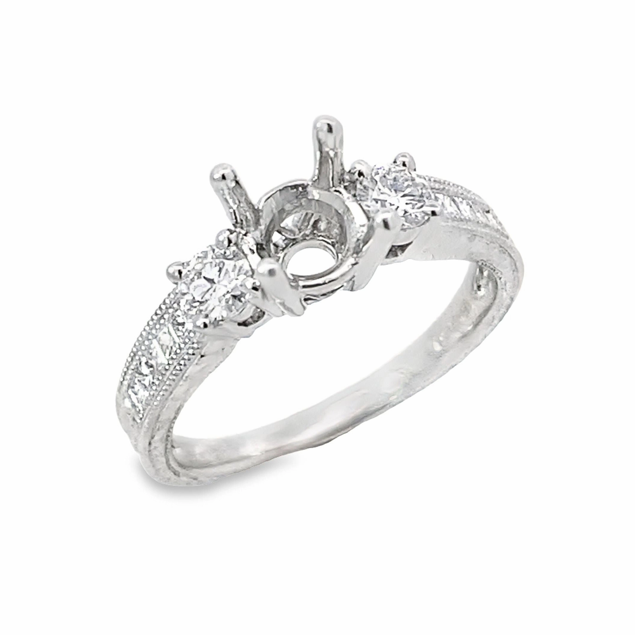 Kirkland Jewelry Estate | 18K White Gold Diamond Semi-Mounting Unique Edge Shine On
