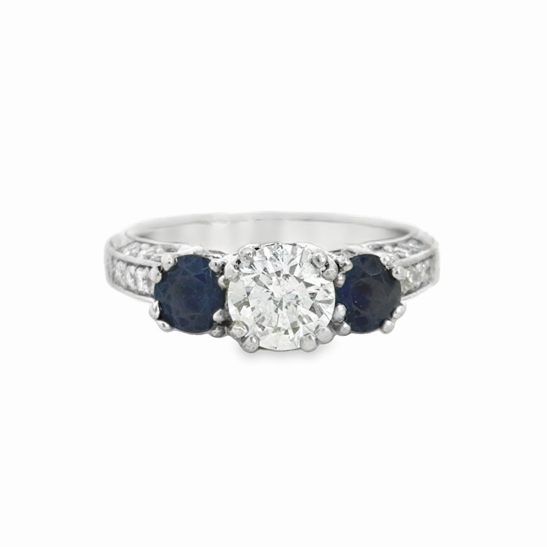 Polished Touch Office Accent Kirkland Jewelry Estate | Platinum Diamond and Sapphire Ring