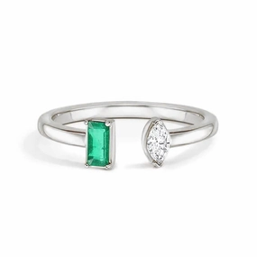 Lab Grown Emerald and Diamond Toi et Moi Open Promise Ring Luxe Craft