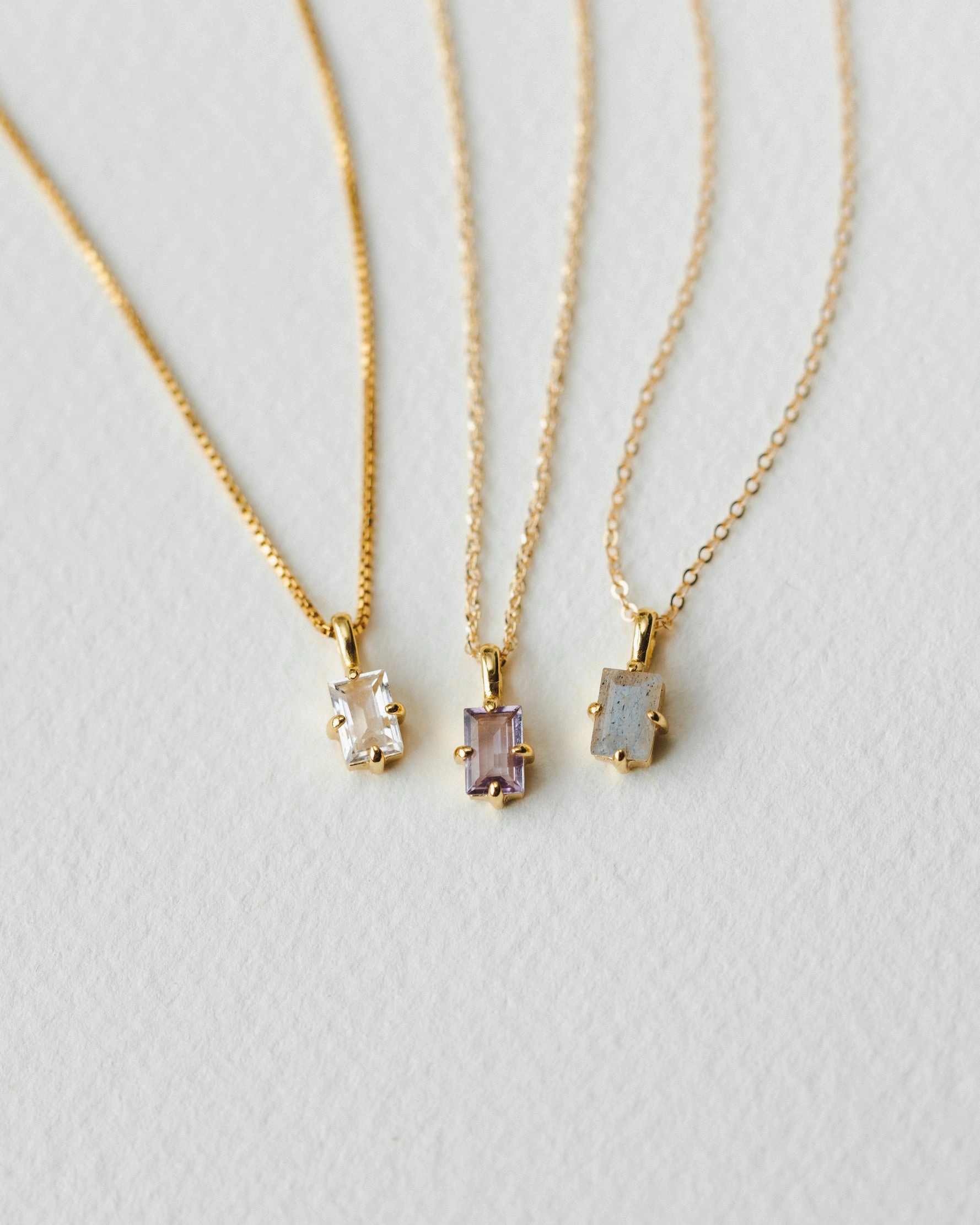 Sparkle Mood Exquisite Edge Labradorite Grand Baguette Necklace