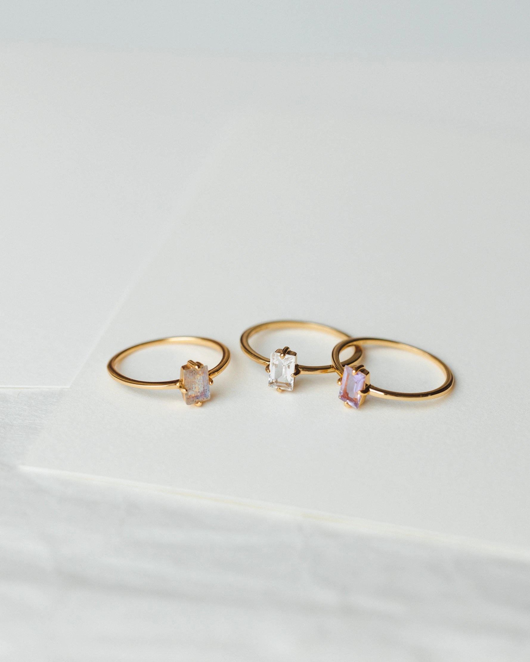 Rectangular Form Labradorite Grand Baguette Ring