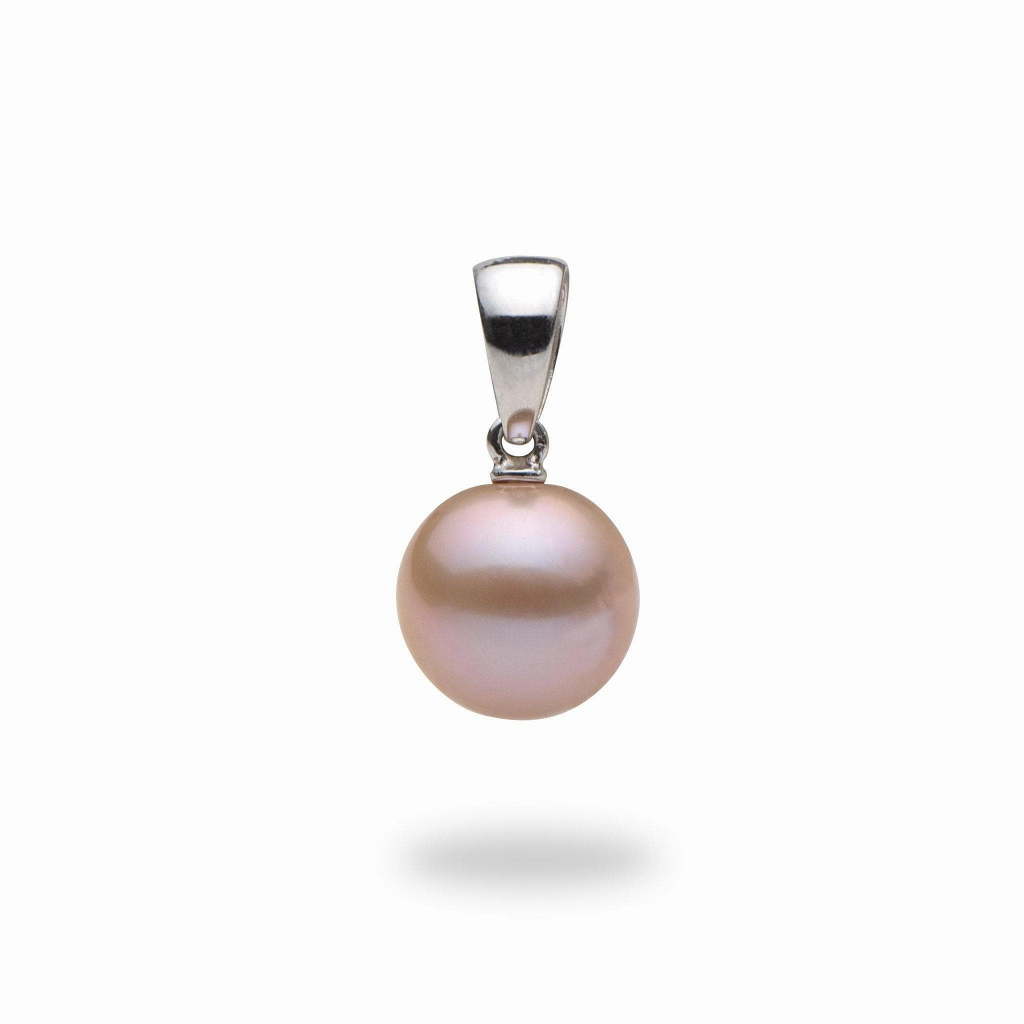 Sculptural Feel Lavender Freshwater Pearl Pendant in White Gold - 9-10mm
