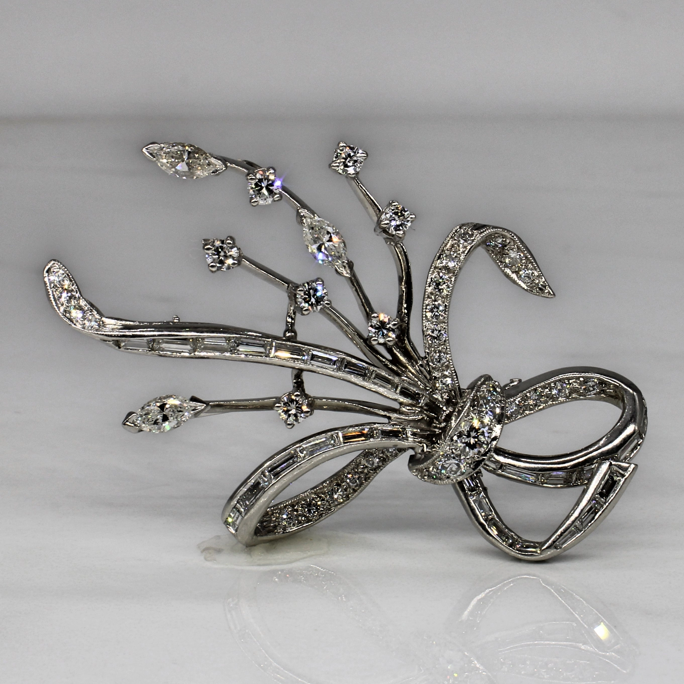 Street Style Ornate Diamond Ribbon Brooch | 1.89ctw |