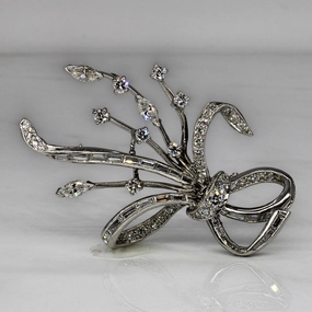 Street Style Ornate Diamond Ribbon Brooch | 1.89ctw |