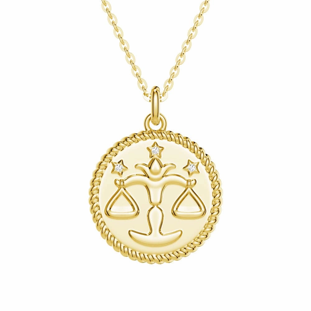 Vibrant Detail Elegant Shape Libra Constellation Lab Grown Diamond Birthstone Pendant Necklace