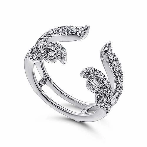 French Pave Set Winged Diamond Jacket Wedding Band 14K White Gold Carbon Neutral