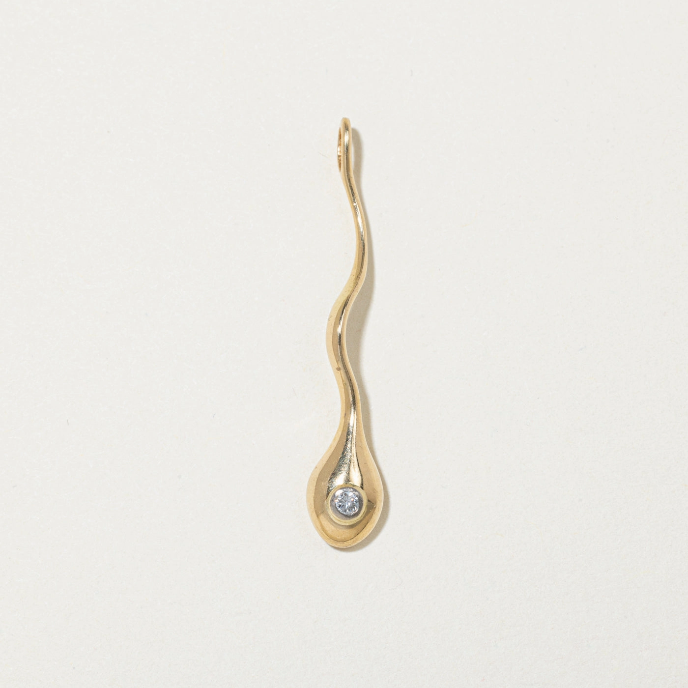 18k Yellow Gold Diamond Tadpole Pendant | 0.03ct Classic Jewelry Design Creative Light