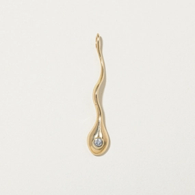 18k Yellow Gold Diamond Tadpole Pendant | 0.03ct Classic Jewelry Design Creative Light
