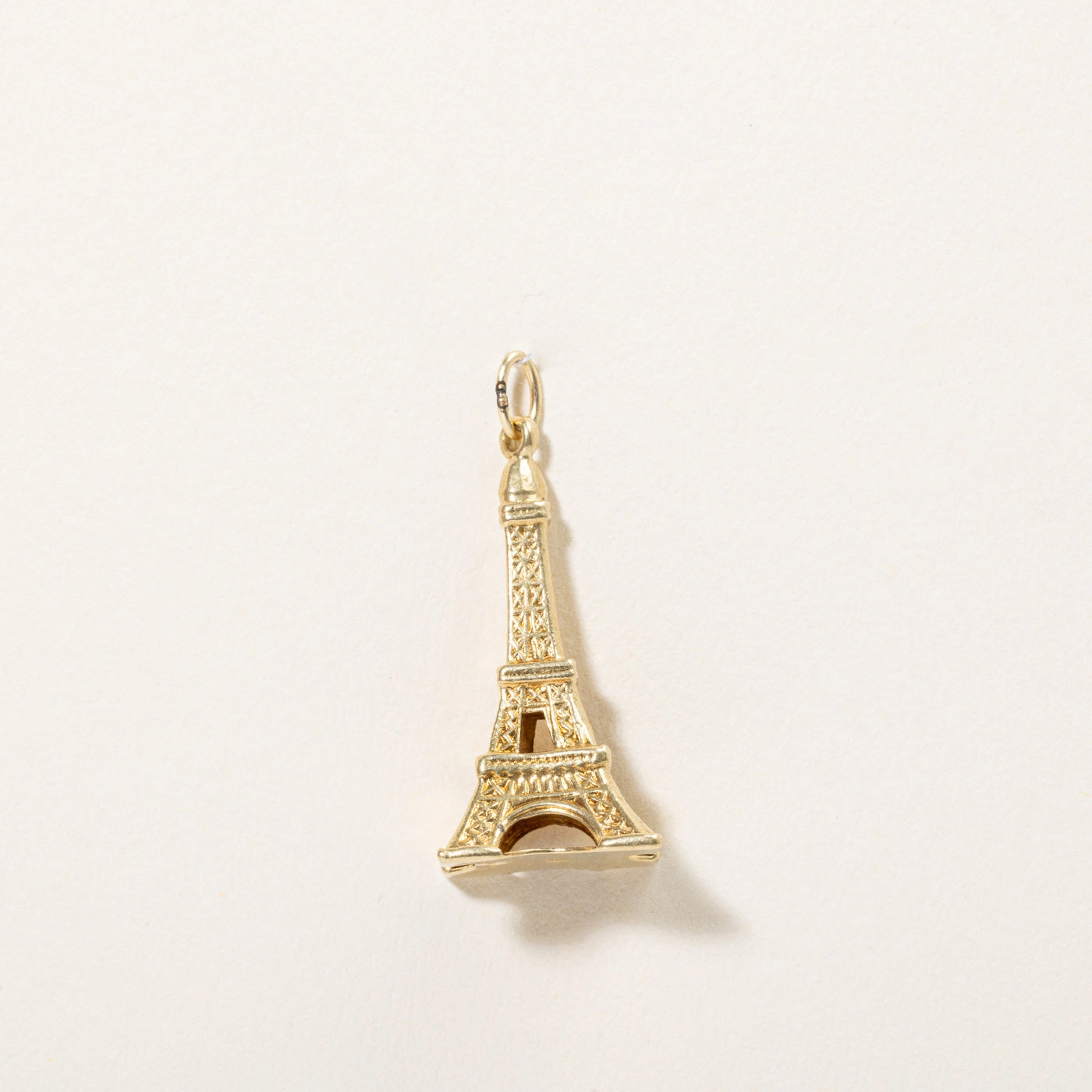 Artisan Finish Refined Style 18k Yellow Gold Eiffel Tower Charm