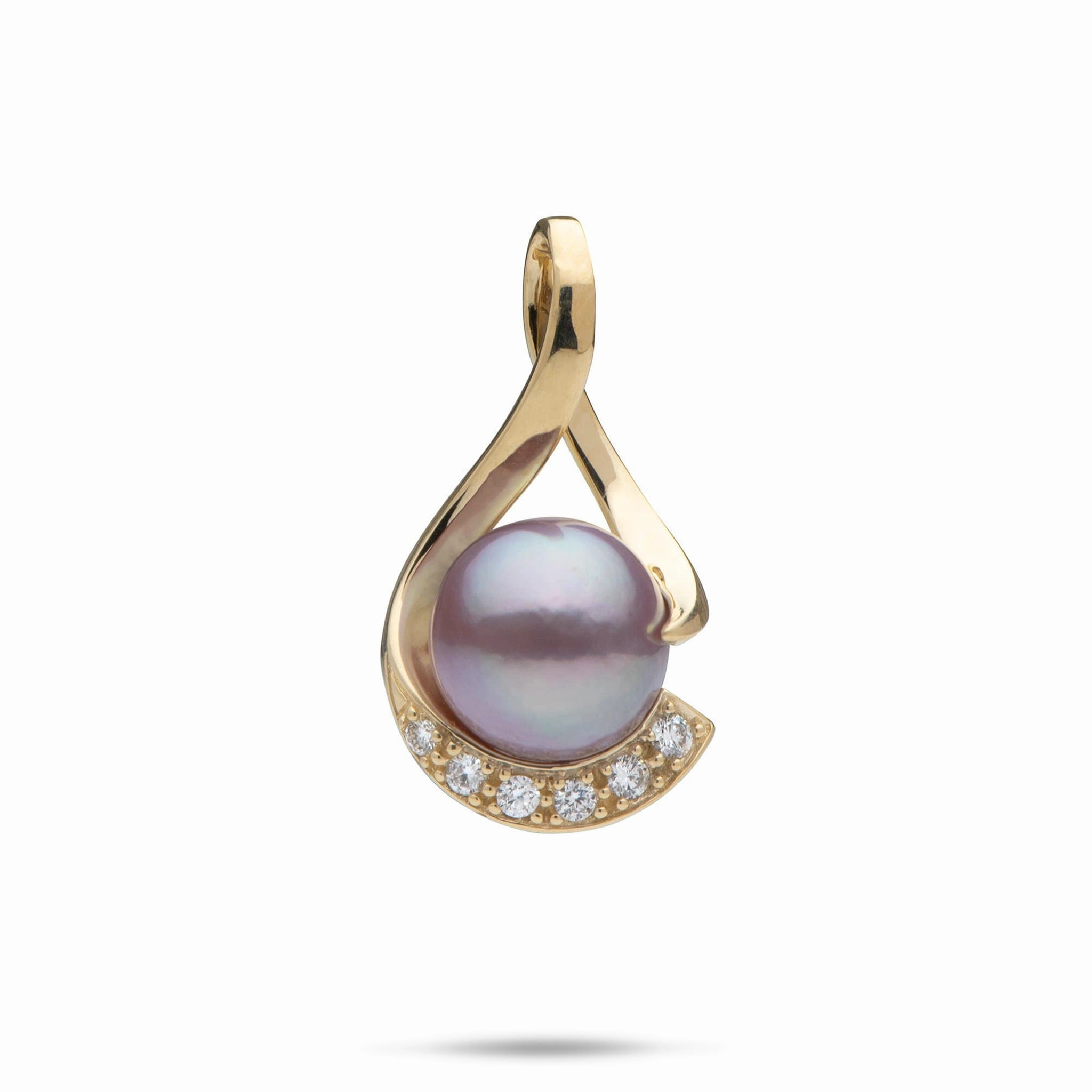 Clean Spark Everyday Edge Lilac Freshwater Pearl Infinity Pendant in Gold with Diamonds - 10-11mm