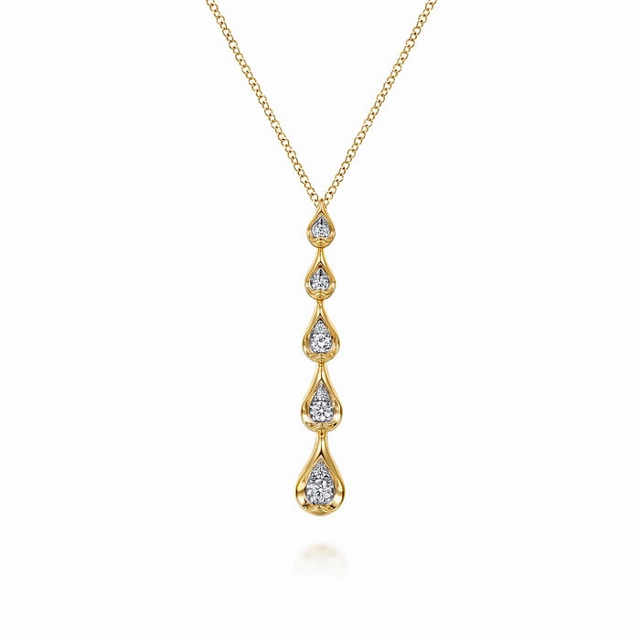 Fashionable Piece Classic Glimmer 14K White and Yellow Gold Diamond Stackable Drop Necklace