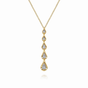 Fashionable Piece Classic Glimmer 14K White and Yellow Gold Diamond Stackable Drop Necklace