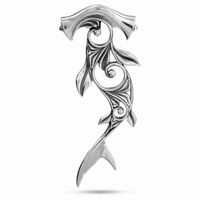 Delicate Beauty Living Heirloom Hammerhead Shark Pendant in Sterling Silver - 70mm