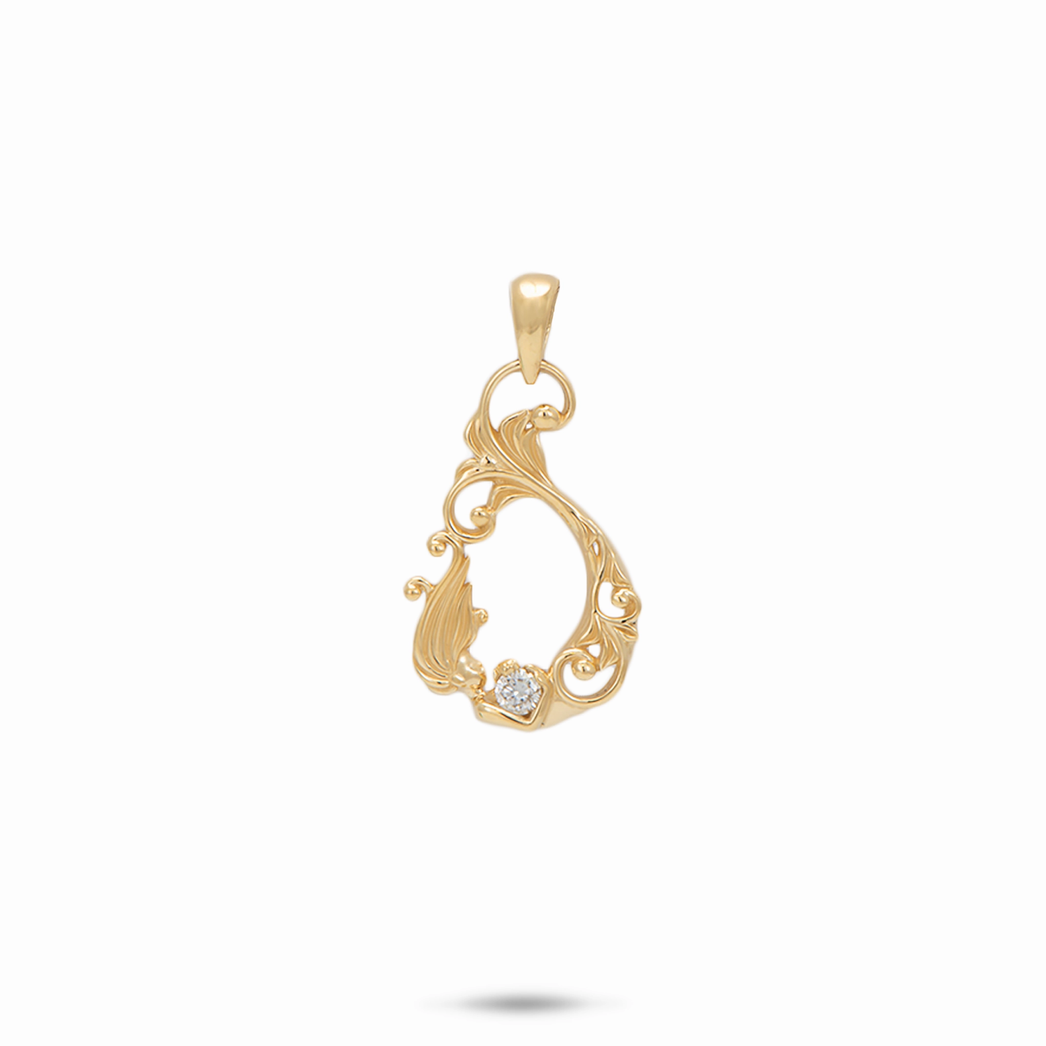 Living Heirloom Mermaid Pendant in Gold with Diamonds - 19mm Exclusive Style