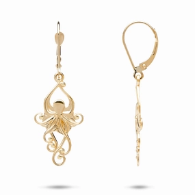 Statement Shine Distinctive Jewelry Pieces Living Heirloom Octopus Earrings in Gold - 25mm