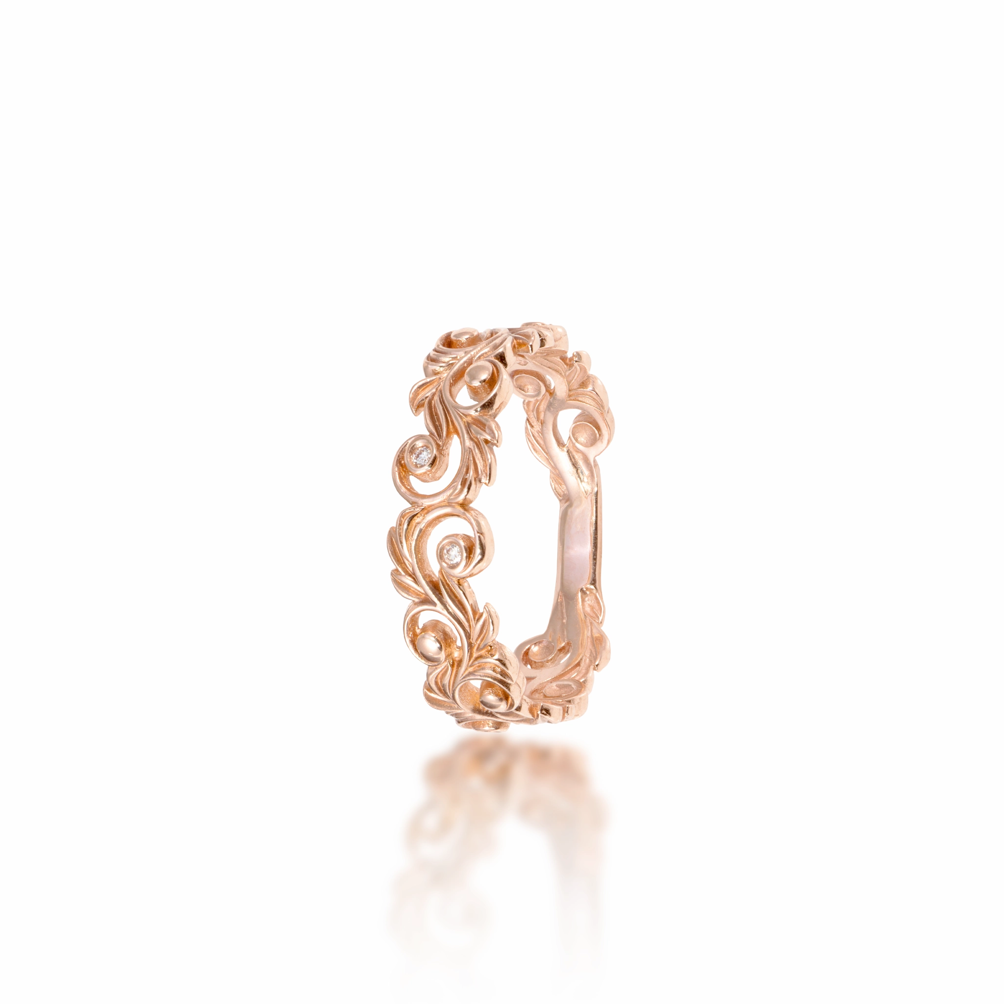 Exclusive Treasures Soft Contrast Living Heirloom Ring in Rose Gold with Diamonds - 6mm