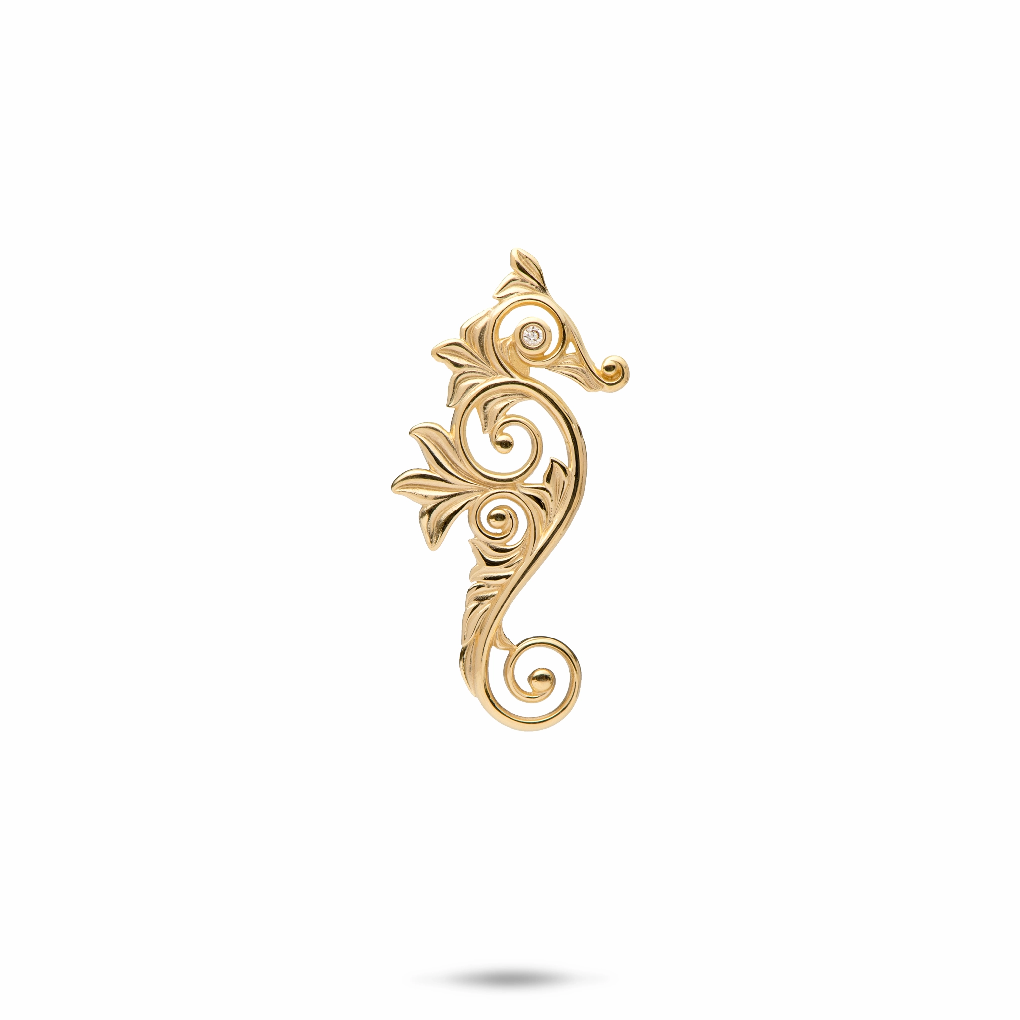 Shining Craft Bold Glow Living Heirloom Seahorse Pendant in Gold with Diamonds - 25mm