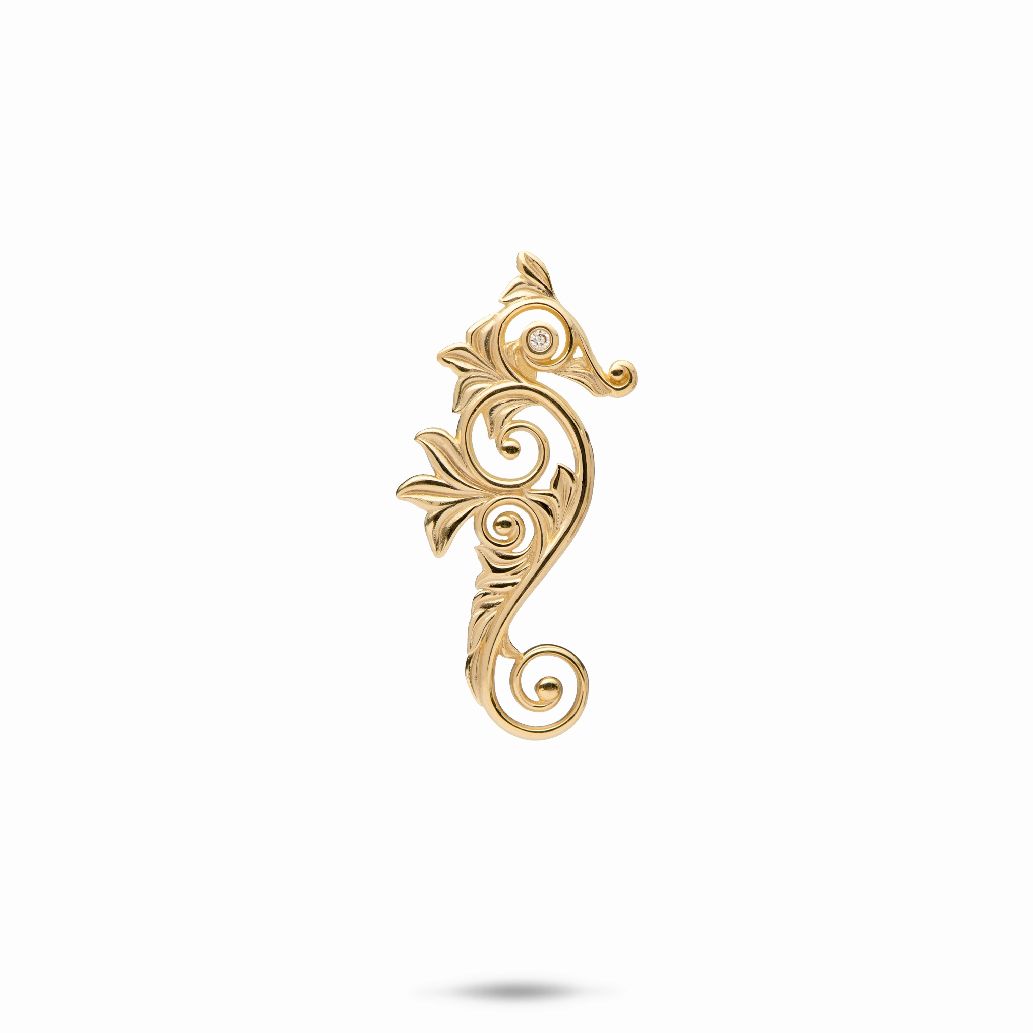 Fusion Form Romantic Date Living Heirloom Seahorse Pendant in Gold with Diamonds - 25mm