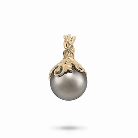 Living Heirloom Tahitian Black Pearl Pendant in Gold with Diamonds - 14-15mm Modern Element Pop Element