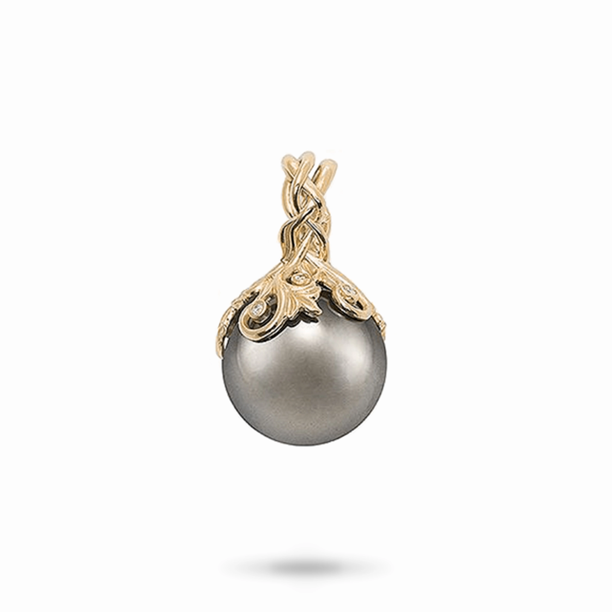 Living Heirloom Tahitian Black Pearl Pendant in Gold with Diamonds - 14-15mm Modern Element Pop Element