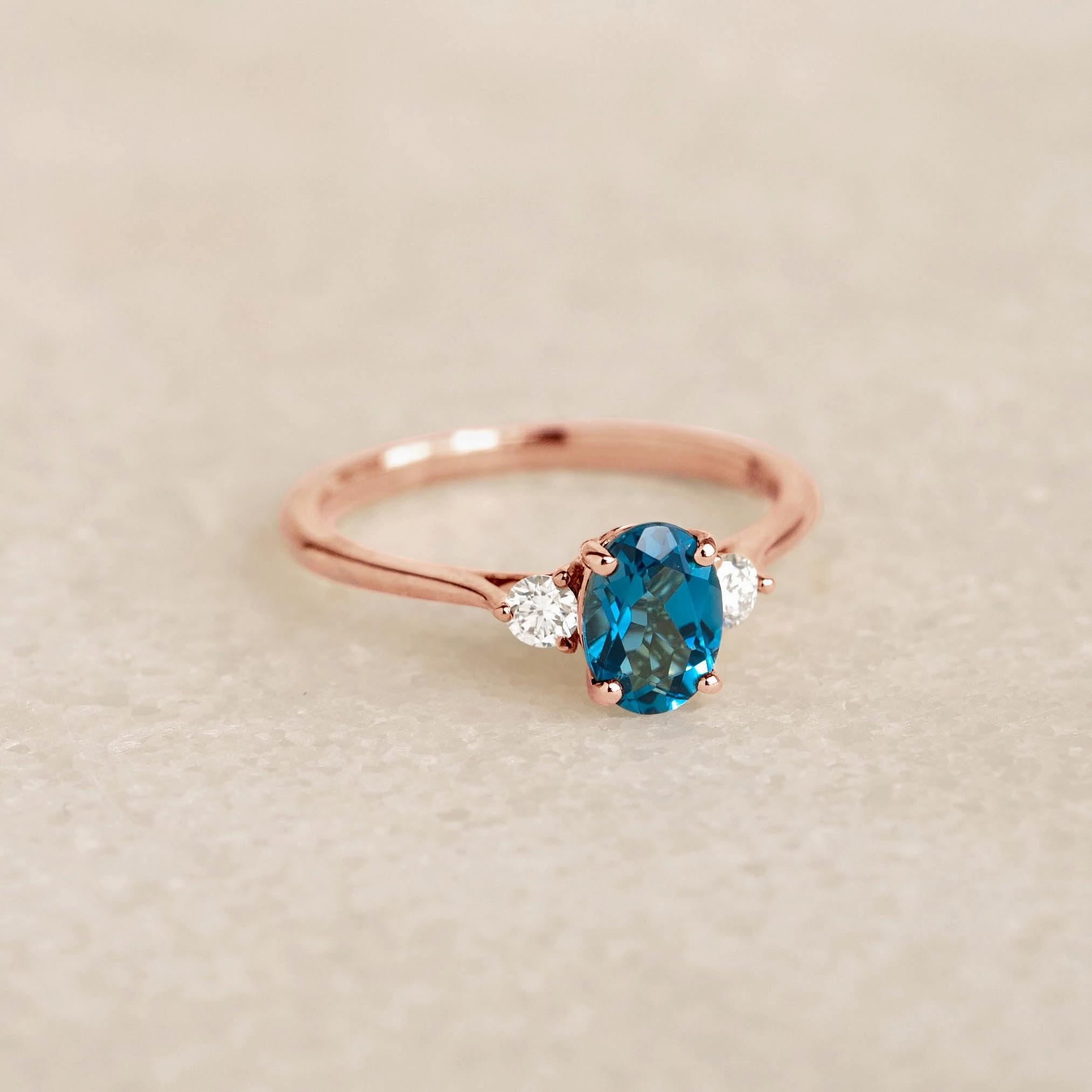 Seasonal Accent London Blue Topaz and Diamond Ring Rose Gold - Kindra