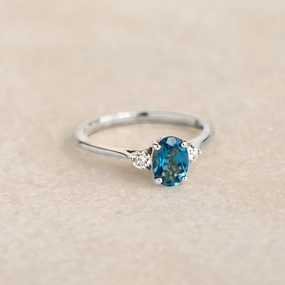 Radiant Charm London Blue Topaz and Diamond Ring White Gold - Kindra