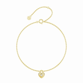 Love Lock Heart Bracelet with Solitaire Moissanite Charm Classic Jewelry Everyday Glam