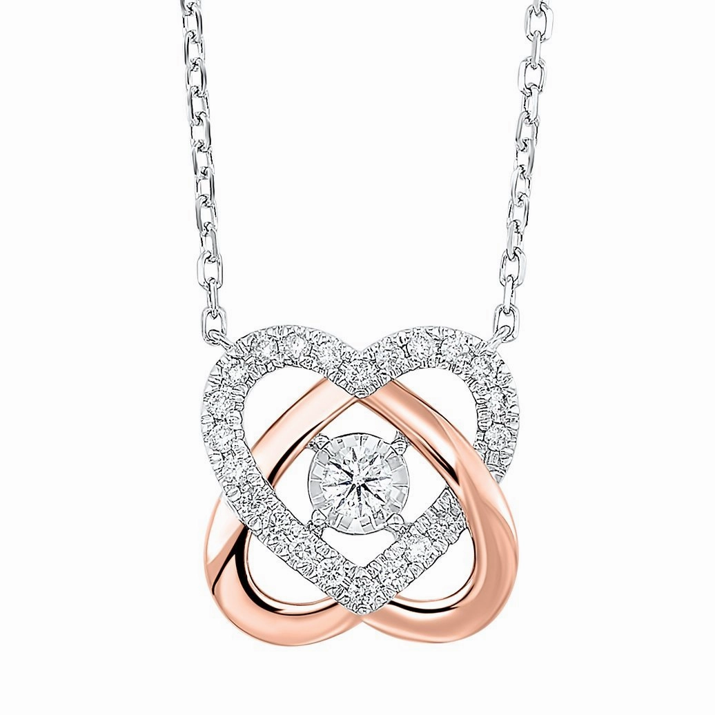 Love's Crossing Diamond Necklace 10k Rose and White Gold Attractive Present Birthday gift