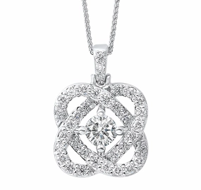 Classic Gift Understated Feature Love's Crossing Diamond Necklace 1/4 Cttw 14K White Gold