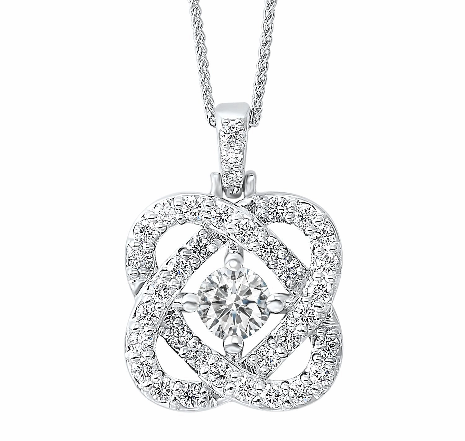 Love's Crossing Diamond Necklace 1 Cttw 14K White Gold Elite Touch Distinctive Accent