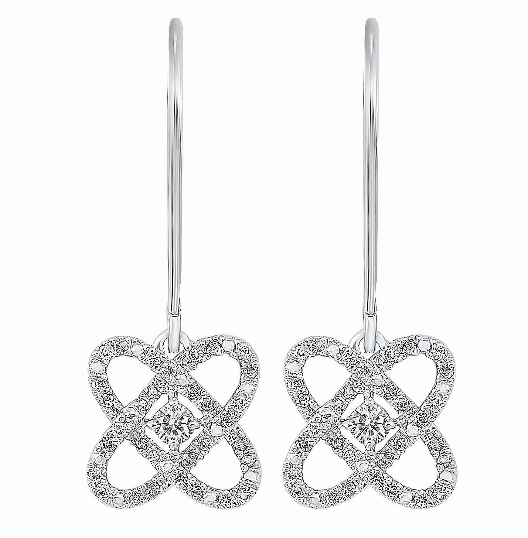 Chic Edge Everyday Style Love's Crossing Sterling Silver Diamond Drop Earrings