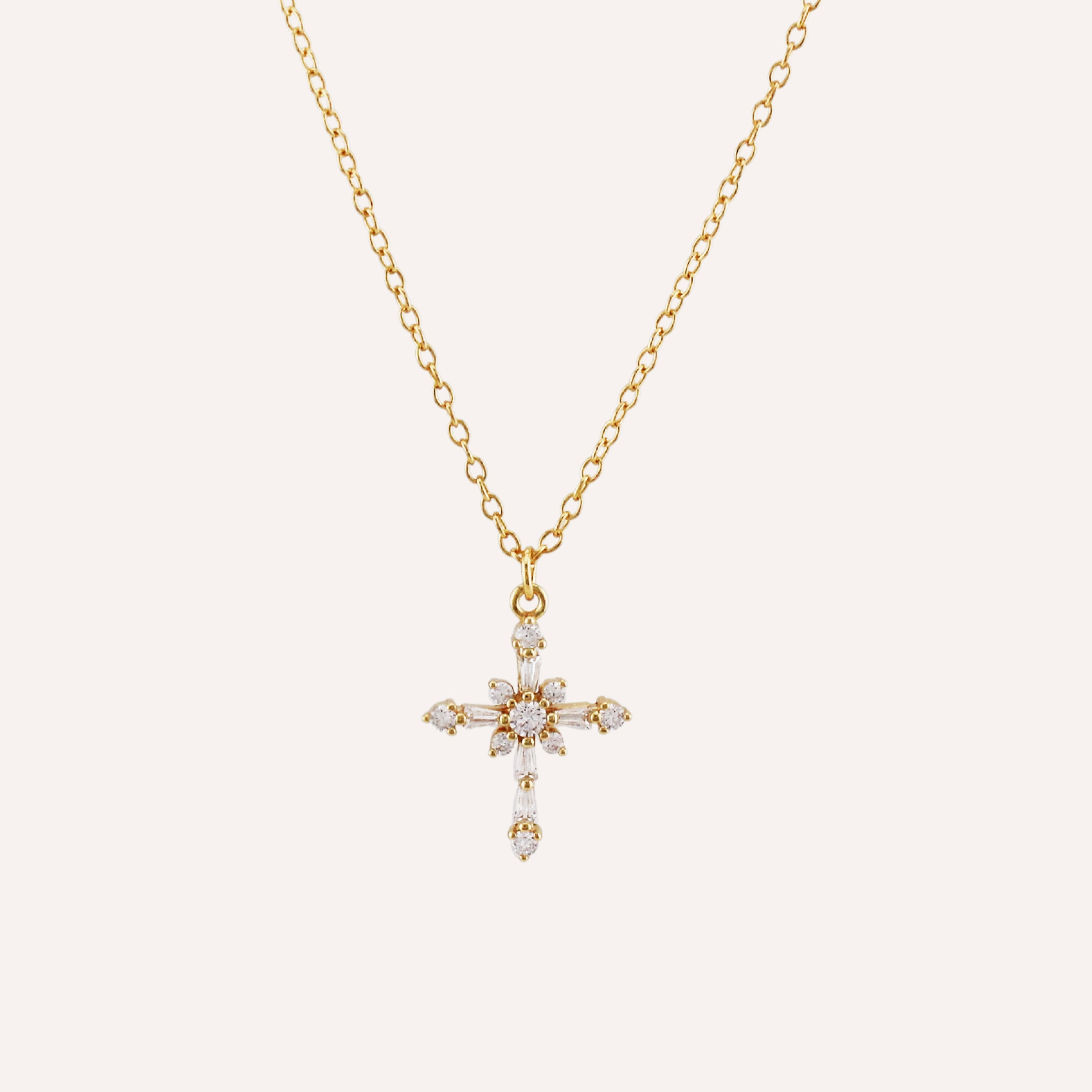 Fashion Pop Stylish Element LUISA DIAMOND CROSS NECKLACE