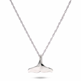 18" Whale Tail Pendant with Chain in Sterling Silver - 13mm Elegant Occasion Outdoor Light