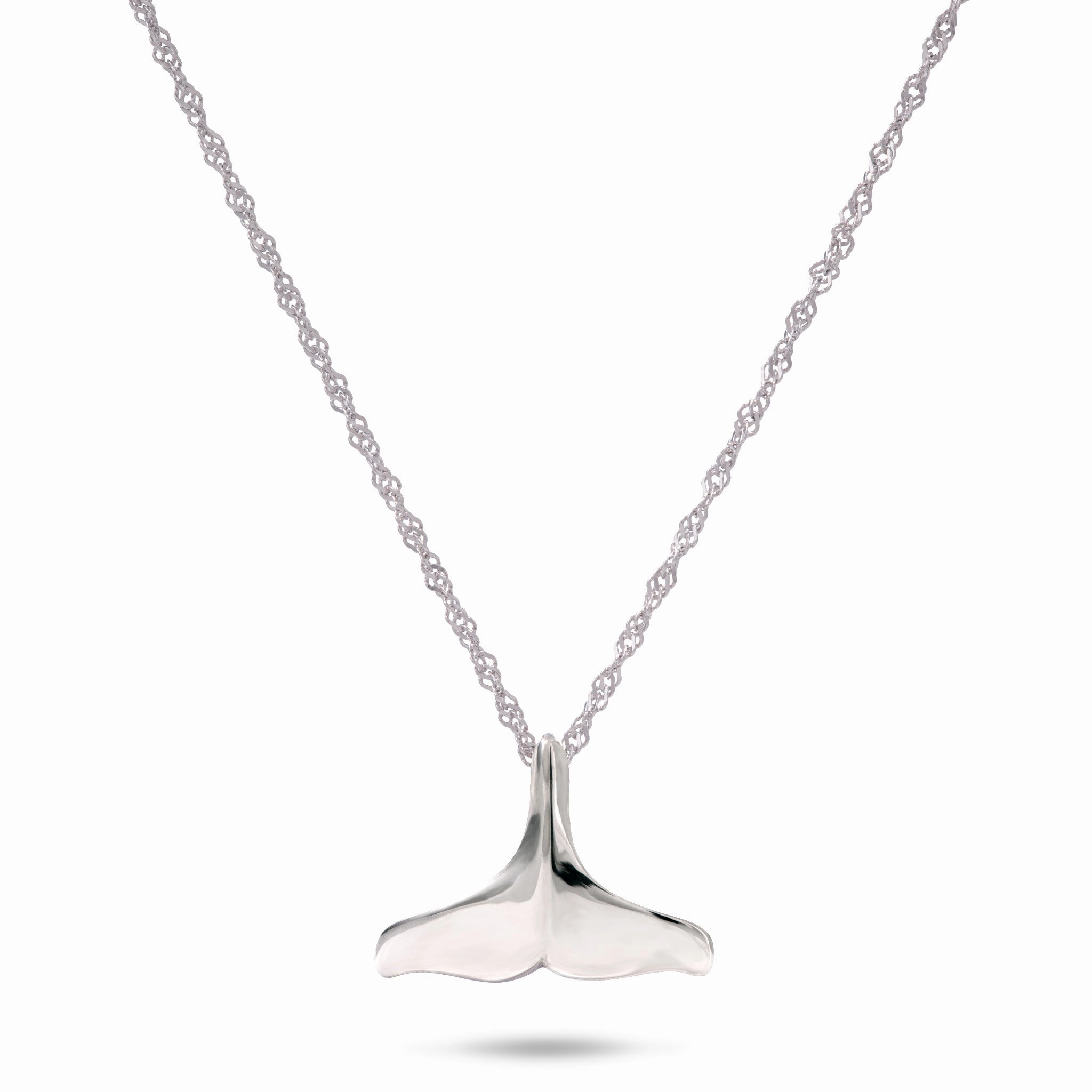 18" Whale Tail Pendant with Chain in Sterling Silver - 13mm Contemporary Look Opulent Touch