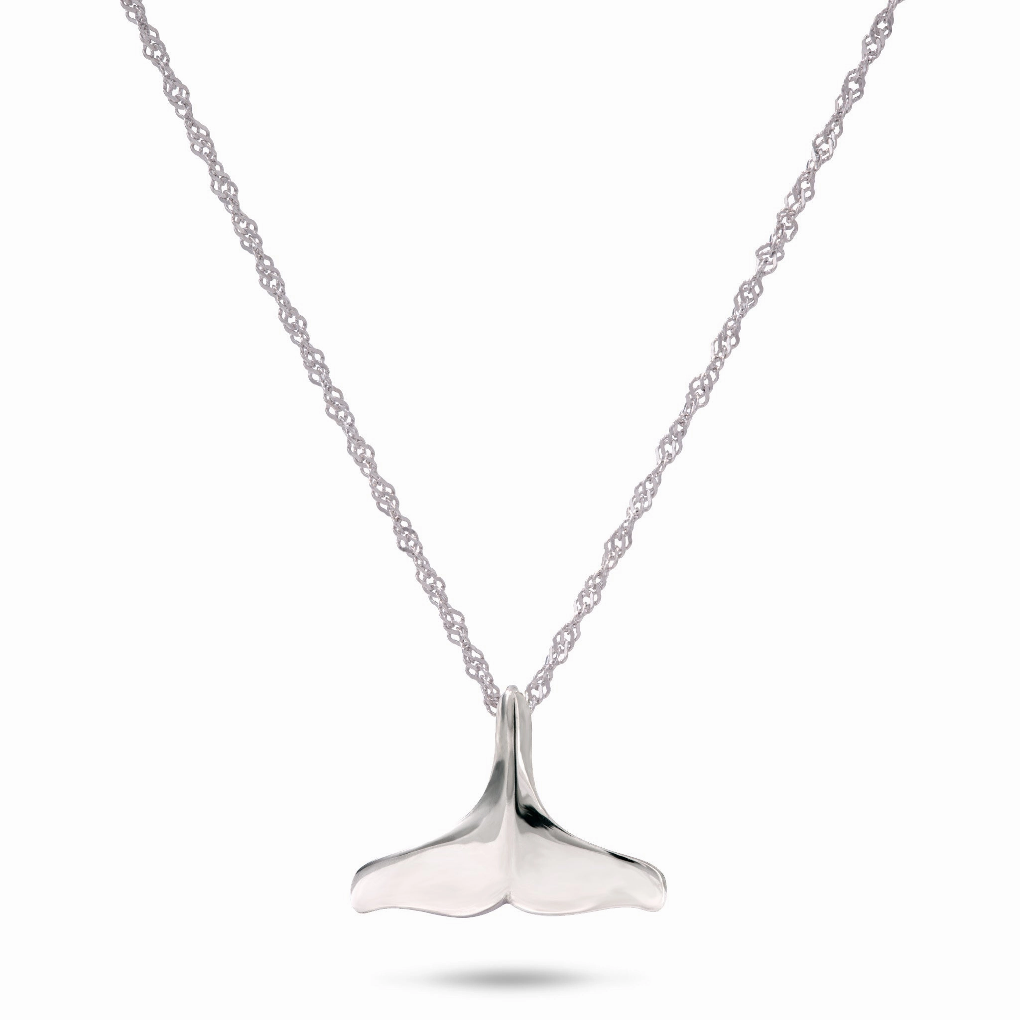 18" Whale Tail Pendant with Chain in Sterling Silver - 13mm Elegant Occasion Outdoor Light