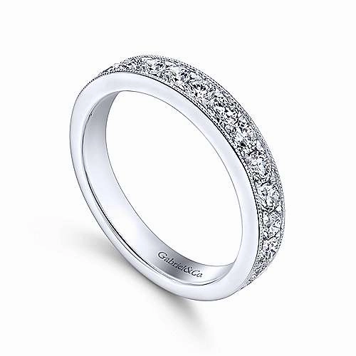 16-Stone Diamond Band with Milgrain Edging 14K White Gold Glam Present