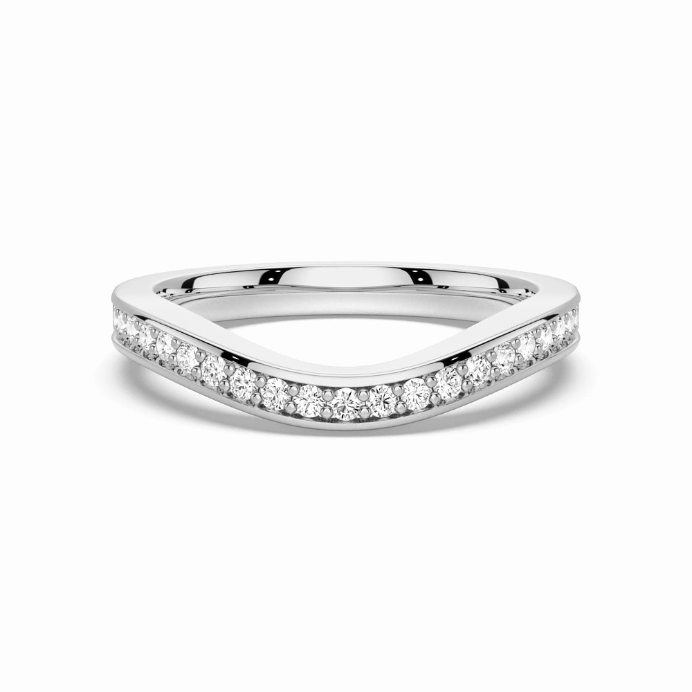 V Curved Moissanite Wedding Band with Pav?? Setting Party Finish Fashionable Craft