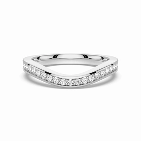 Delicate Accent V Curved Moissanite Wedding Band with Pav?? Setting