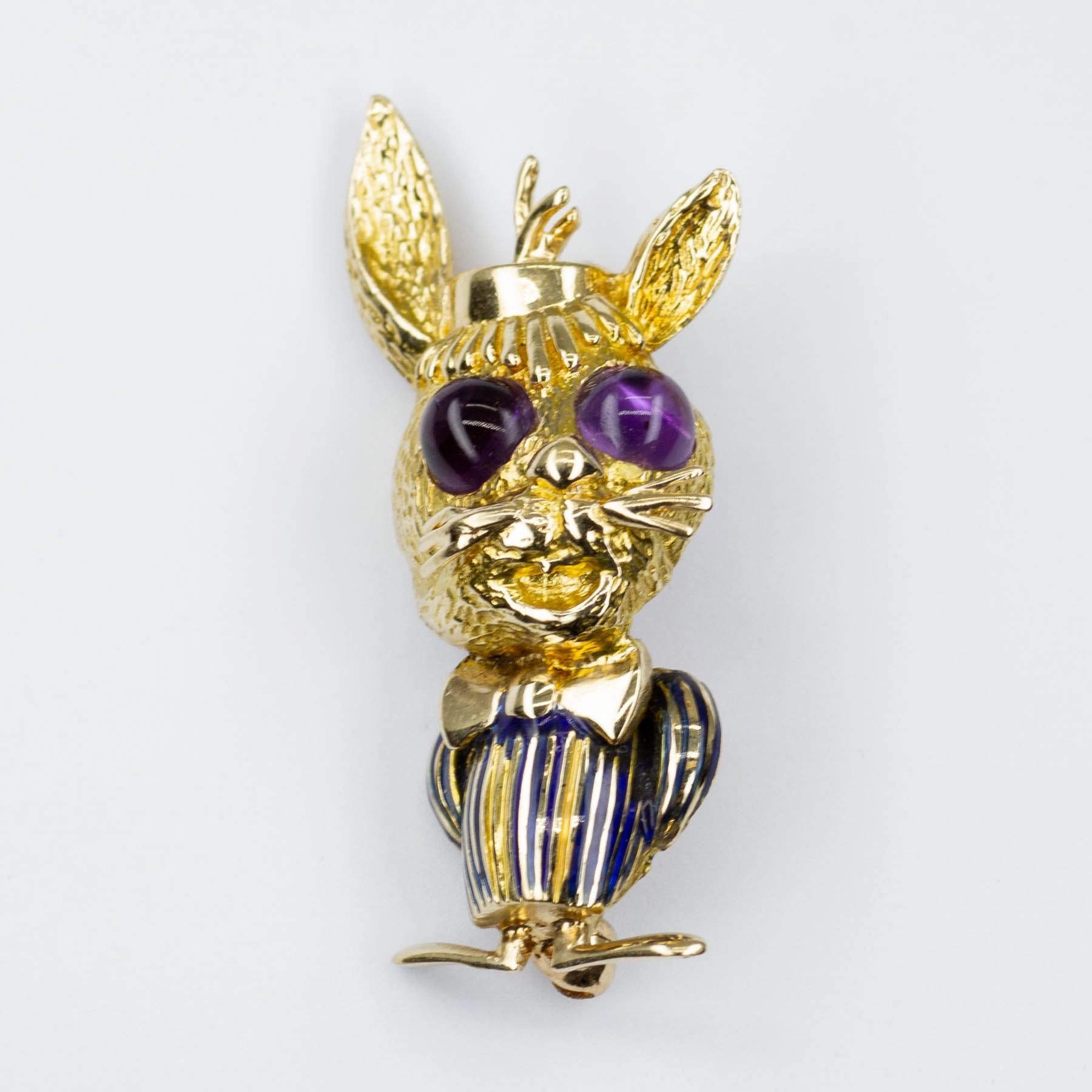 Signature Look Vintage Dan Frere Amethyst and Enamel Rabbit Brooch