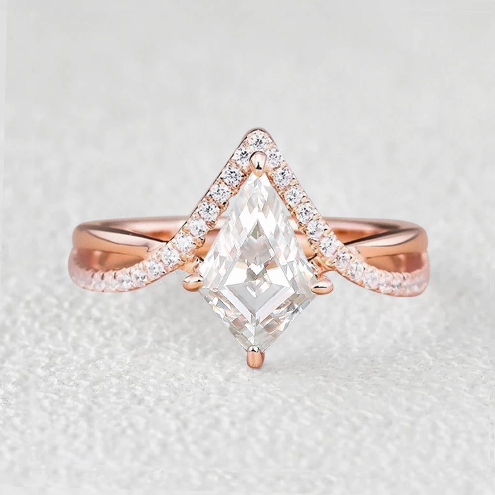 Kite Cut Moissanite White Gold Unique Engagement Ring True Shine