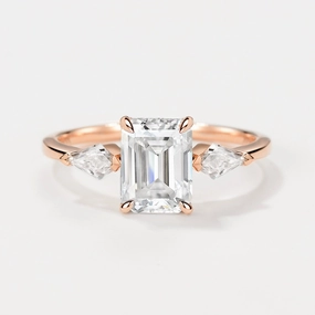 Emerald Cut Moissanite Classic Three-stone Engagement Ring Urban Favorite Versatile Gem