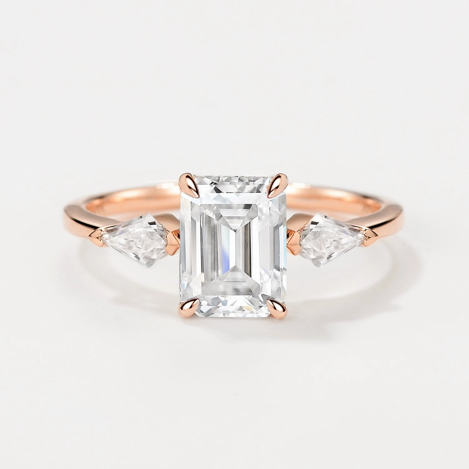Emerald Cut Moissanite Classic Three-stone Engagement Ring Urban Favorite Versatile Gem