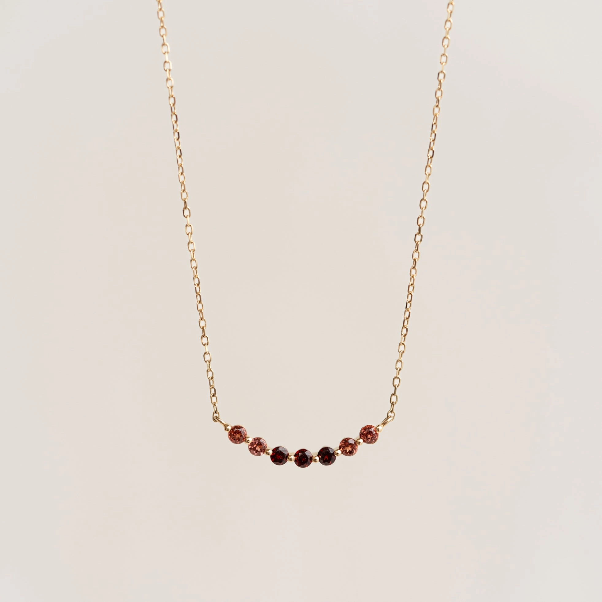 January Birthstone Necklace 14k Gold - Ombre Garnet Bright Radiance