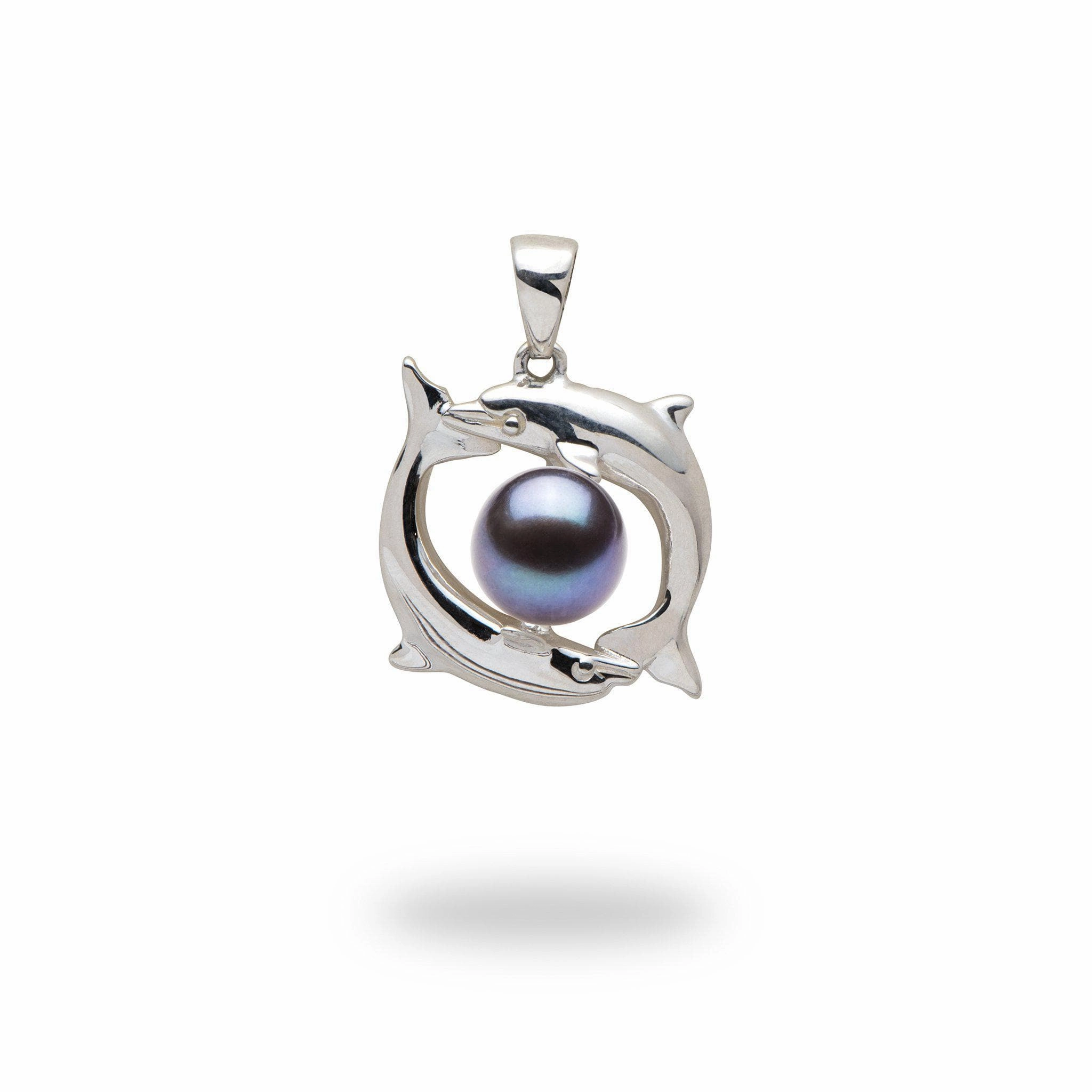 Refined Element Pick A Pearl Circling Dolphins Pendant in Sterling Silver