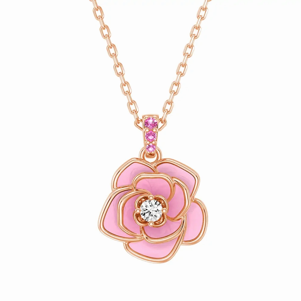 Weekend Accent Daytime Look ??Blossom of Compassion?? Breast Cancer Awareness Pendant Necklace
