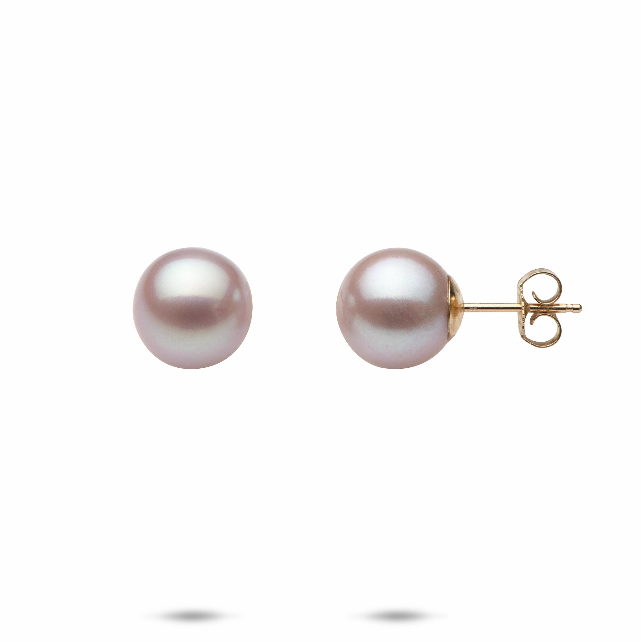 Freshwater Natural Color Pearl Earrings in Gold - 9-10mm Unique Look Distinct Look