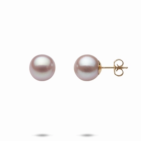 Freshwater Natural Color Pearl Earrings in Gold - 9-10mm Unique Look Distinct Look
